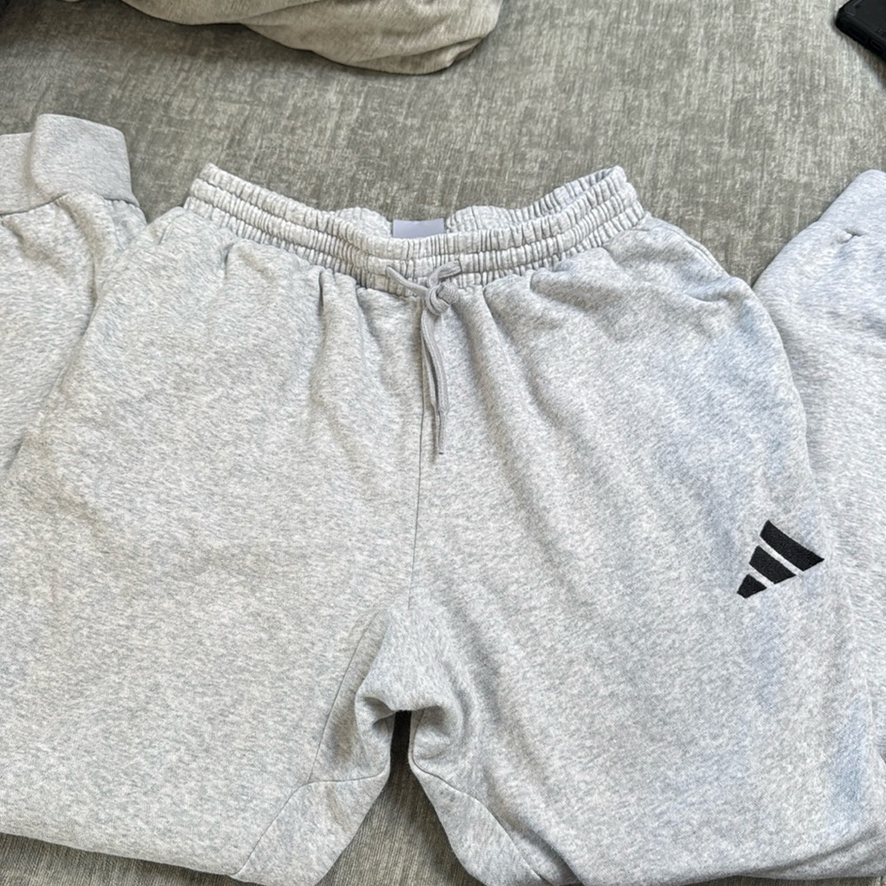adidas Heather Gray Jogger Sweatpants with Black Logo